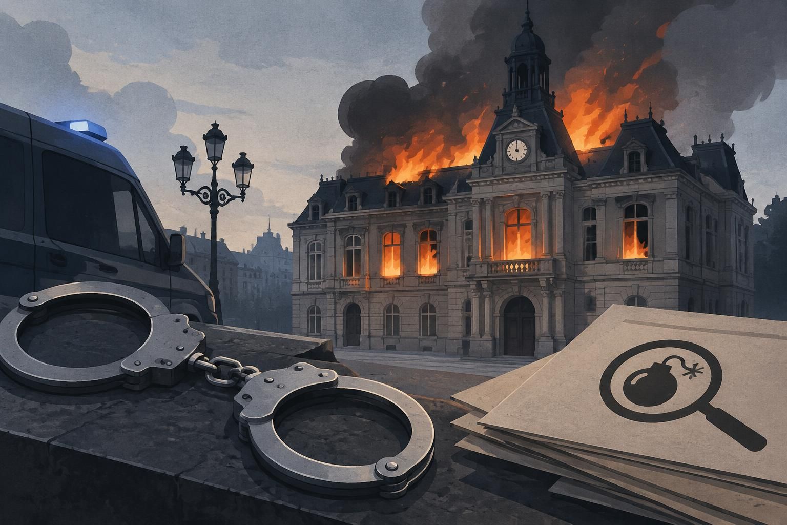 Un detenido por el incendio del Ayuntamiento de Limoges mientras se estudia la vía antiterrorista